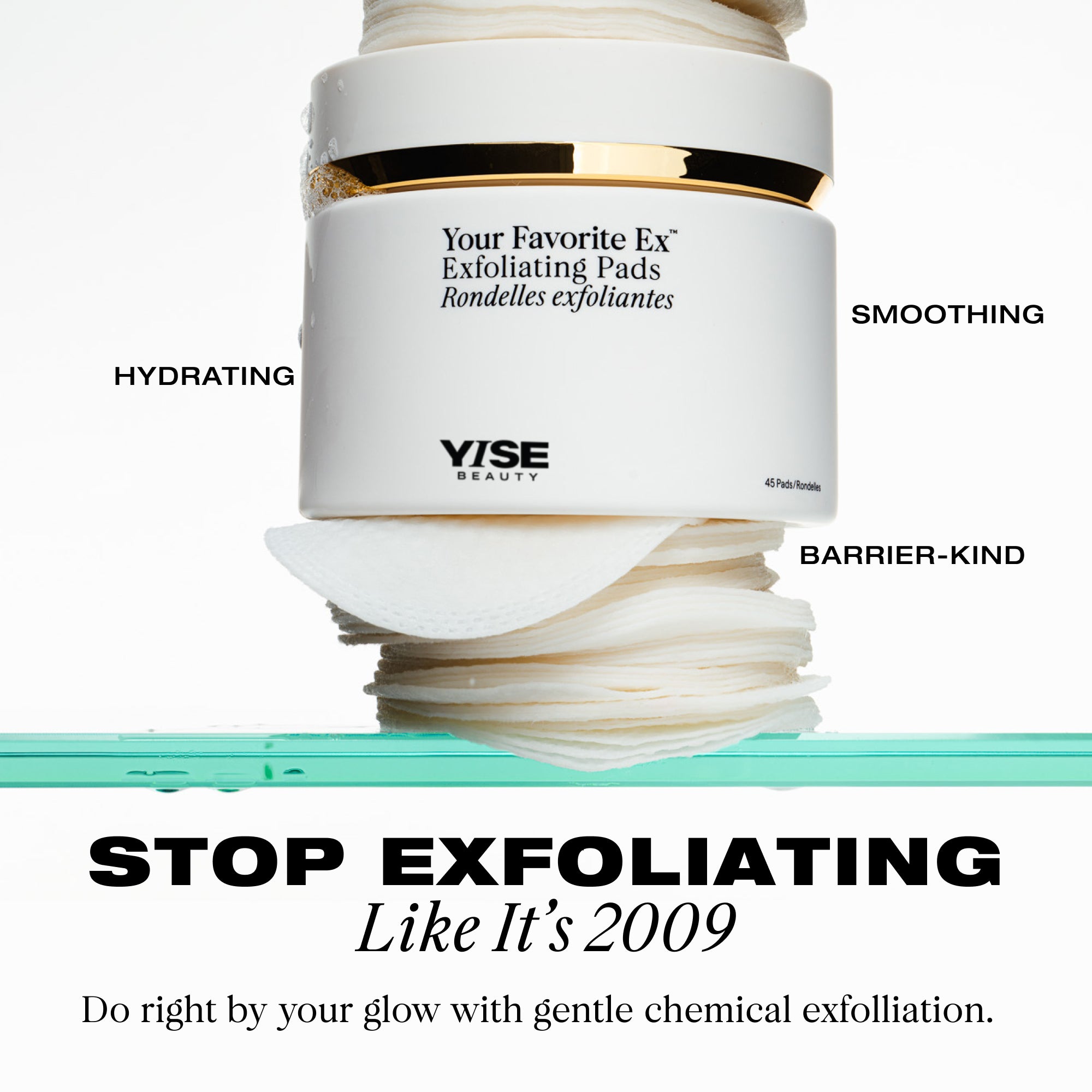Facial Exfoliating Pads - with Glycolic Acid & PHAs - YISE Beauty